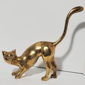 VTG Large Brass Siamese Cat Sculpture 2 lbs 12 oz